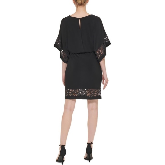 JESSICA HOWARD Womens Lace Solid Elbow Sleeve Boat Neck Knee Length dress size 8 - Picture 2 of 14